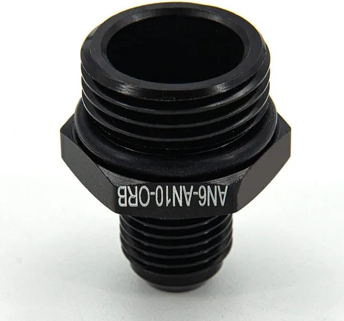 Vista 9 de 10AN Flare to 6AN ORB Macho O-ring Boss Bomba de combustible Rail Adaptador de riel de aluminio negro 2 unids
