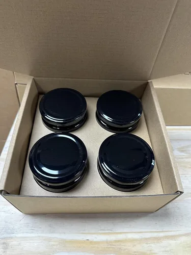 Vista 2 de Paquete de 4 pequeños tarros de vidrio negros de 6.5 onzas con tapas herméticas – Mini tarros Mason para almacenamiento de hierbas, mermelada