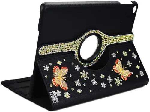 Vista 4 de Bling - Funda compatible con Samsung Galaxy Tab A7 10.4 (2022) - Elegante - 3D hecha a mano con mariposa de cristal giratoria de 360 grados