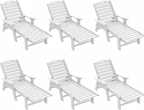 Vista 37 de Tumbona al aire libre, silla de descanso al aire libre con textura de madera, respaldo ajustable de 5 posiciones, silla de salón de polietileno