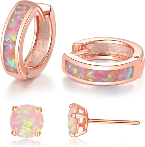 Vista 103 de CiNily Aretes Huggie de ópalo con bisagras, chapados en oro, hipoalergénicos, pequeños aretes de aro para mujeres, adolescentes, niñas, hombres