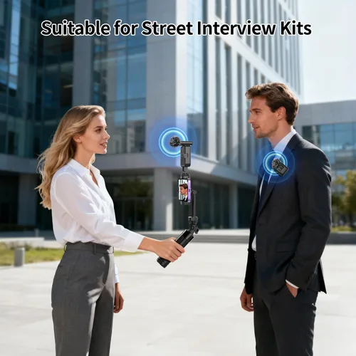 Vista 2 de yAyusi Kit de vlogging para iPhone/Android, trípode para selfie stick de 30.71 pulgadas con luz, micrófono y cajas de almacenamiento, kit básico