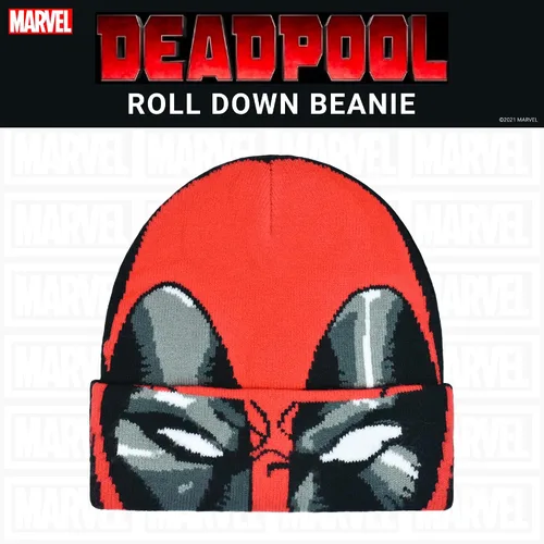 Vista 2 de Concept One Marvel Deadpool - Gorro con puños enrollables, rojonegro, talla única, RojoNegro