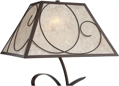 Vista 3 de Franklin Iron Works Teri - Lámpara de mesa rústica de 3 vías con núcleo de casa de campo de 27 pulgadas de alto con atenuador y puerto de carga USB