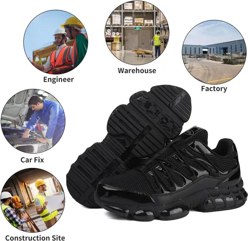 Vista 6 de Zapatos de punta de acero para hombres y mujeres, zapatos de punta compuesta, zapatos de seguridad indestructibles, ligeros, con puntera de acero