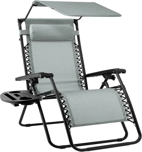 Vista 11 de Sillón plegable de gravedad cero para patio, con toldo ajustable y reposacabezas Amatista púrpura