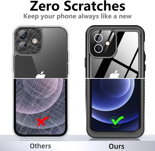 Vista 7 de Funda impermeable para iPhone 12, impermeable, antideslizante, a prueba de golpes, para iPhone 12, color negro