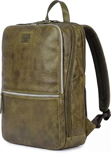 Vista 11 de LEATHER VILLAGE Mochila de cuero para hombre Bolsa de negocios profesional delgada que se adapta a mochila de trabajo y viaje de 15.6 pulgadas