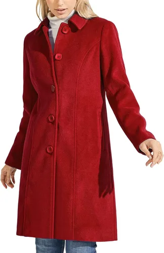 Vista 4 de chouyatou - Abrigo largo de lana para mujer, para otoño e invierno, abrigo elegante de una sola hilera de botones