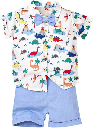 Vista 11 de Conjunto de ropa de verano para bebés y niños pequeños, conjunto Azul