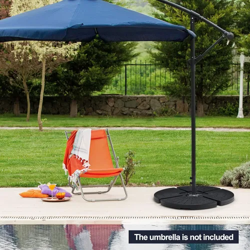 Vista 2 de Tangkula 4 piezas de 185 libras voladizas de patio con compensación de base de sombrilla para patio, relleno de agua y arena, resistente soporte