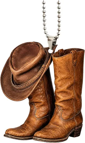 Vista 7 de Talataca Botas de sombrero de vaquera para hombre y mujer, caballo occidental 2D, plano, espejo retrovisor, accesorios para el árbol de Navidad