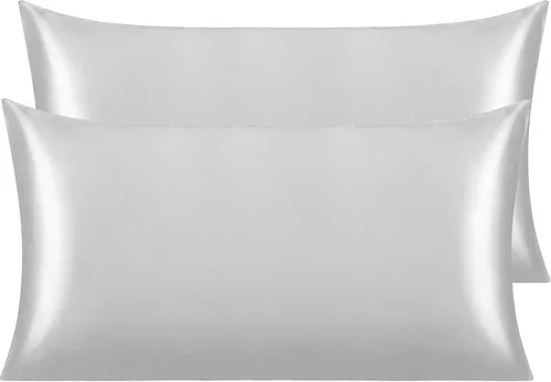 Vista 129 de NTBAY Paquete de 2 fundas de almohada estándar de satén para cabello y piel, lujosas y sedosas fundas de almohada con cierre de sobre, 20 x 26