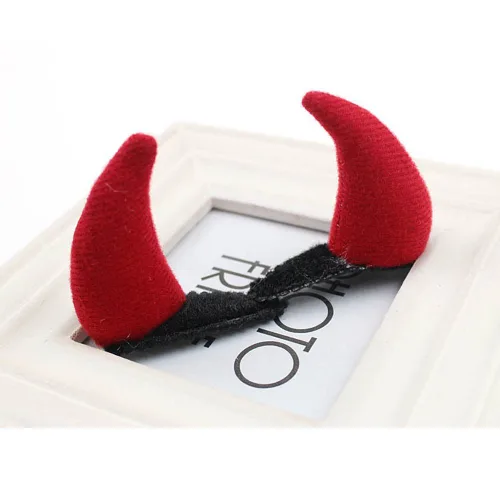 Vista 4 de Pinzas para el cabello con cuernos de diablo rojo, accesorios para el cabello para Halloween, disfraz de cosplay WJR06 (cuernos de diablo)
