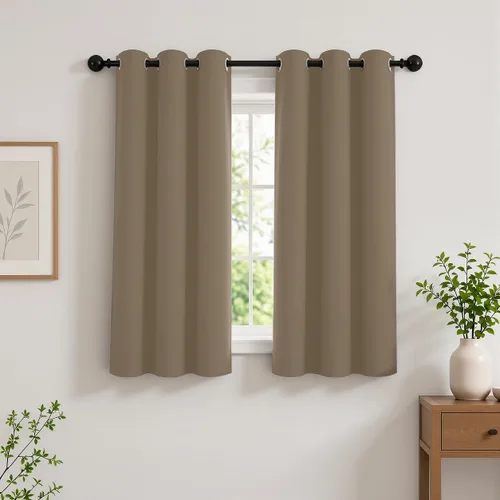 Vista 49 de Cortinas de oscurecimiento de habitación de 45 pulgadas de largo para dormitorio y sala de estar, cortinas térmicas aislantes con ojales