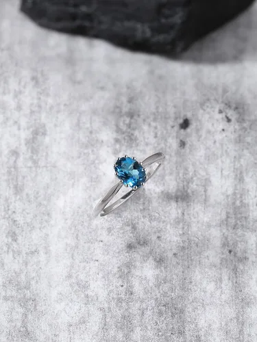 Vista 4 de YoTreasure Anillo solitario de topacio azul de Londres de 1.05 quilates en joyería de plata de ley 925, Metal Piedra preciosa Metal, topacio