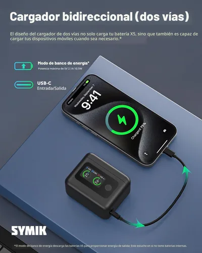 Vista 6 de Cargador de batería Insta 360 X5 para accesorios Insta360 X5, estuche de carga rápida dual de 27W con pantalla LCD, concentrador de carga