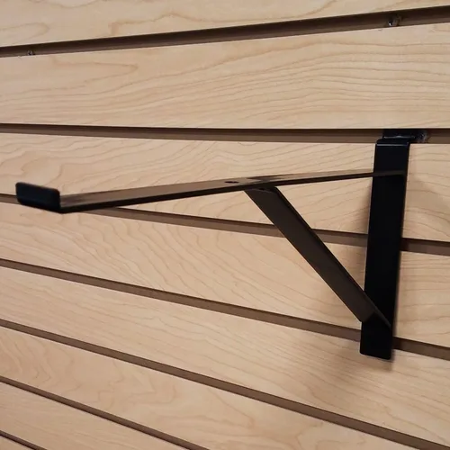 Vista 12 de Soporte de estante Slatwall negro de 12 pulgadas con soporte y labio, paquete de 2