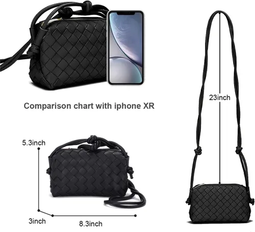 Vista 3 de UPSONG Bolsos cruzados tejidos para mujer, bolsos ligeros de cuero a la moda, bolso de hombro, bolso para teléfono, bolso de mensajero para mujer
