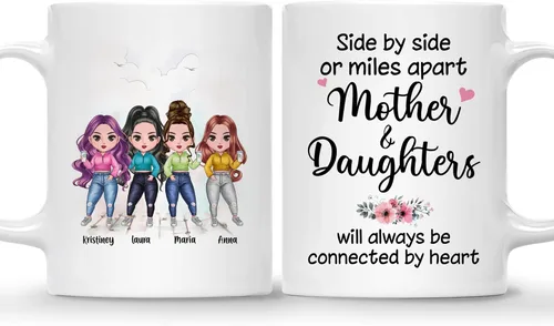 Vista 13 de Gossby Taza personalizada para madre y 1 hija, como madre como hija, regalos para madre, mejores tazas de café para madre, taza personalizada