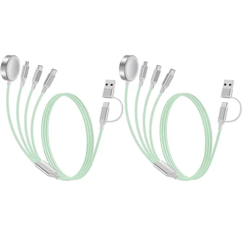 Vista 17 de Cable de carga múltiple para cargador de Apple Watch/cargador de iPhone, cable tipo C para iWatch Ultra/10-2/iPhone 17-11/Samsung S25-S20 1-negro