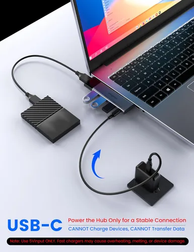 Vista 3 de MOGOOD Concentrador USB, 4 puertos USB 3.0 Hub multipuerto USB [carga no compatible], adaptador de puerto múltiple para laptop, PC con Windows, Mac