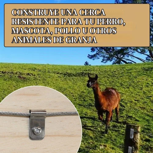 Vista 5 de Clips de Cerca de Alambre de Metal 100 Piezas Abrazaderas de Alambre Clips de Montaje de Cerca de Acero Inoxidable con 100 Piezas Tornillos de Acero