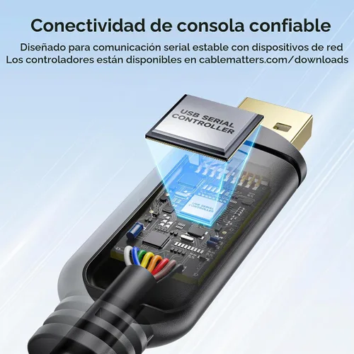 Vista 5 de Cable Matters Cable de consola USB a RJ45 con chipset FTDI, 6 pies
