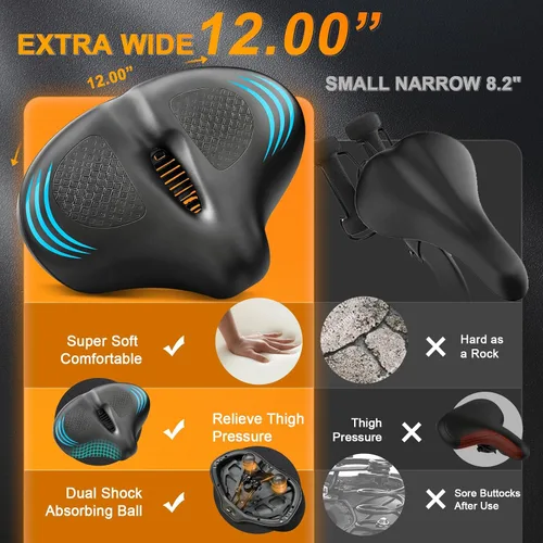 Vista 4 de Bike Seat Noseless Wide Comfort Men Women Bicycle Saddle for Peloton, Ebike
