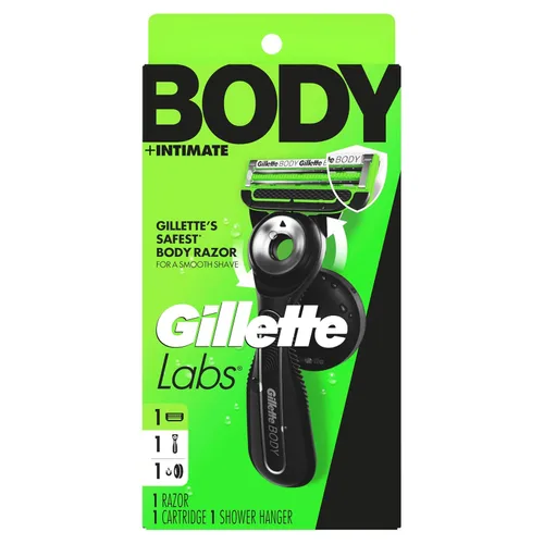 Vista 10 de Gillette Labs Body + Intimate Razor For Men Handle + 1 Blade Recambio, Percha Magnética para Ducha