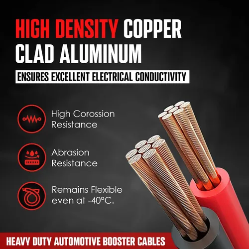 Vista 2 de K KRIËGER Cables de puente para batería de automóvil, cables de refuerzo automotrices resistentes para arrancar baterías muertas o débiles con bolsa