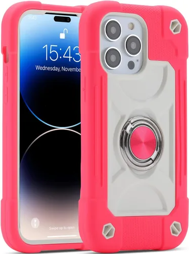 Vista 28 de MARKILL Funda compatible con iPhone 14 Pro de 6.1 pulgadas con soporte de anillo integrado, protección contra caídas de grado militar, carcasa Palta