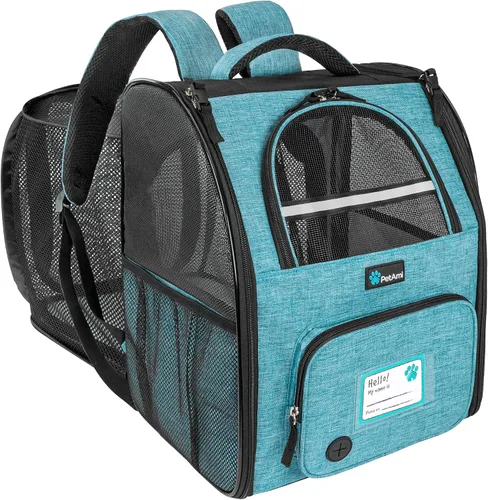 Vista 12 de PetAmi Mochila transportadora para perros y gatos, mochila expandible para viajes y senderismo, mochila de transporte para perros pequeños, medianos