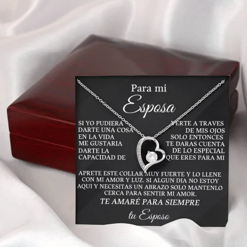 Vista 4 de Regalo para Mi Esposa Collar Regalo para Mi Esposa Especial, Regalo de Cumpleaños para Mujer, Acero Inoxidable Joyeria Mujer, Collar para Novia
