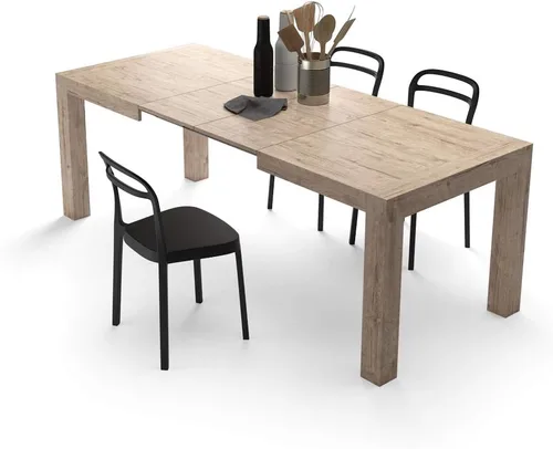 Vista 14 de Mobili Fiver, Iacopo Mesa de comedor extensible, color blanco Ashwood, fabricada en Italia