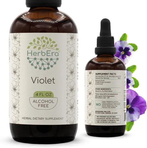 Vista 9 de Tintura de extracto líquido sin alcohol violeta - Soporte linfático, hoja seca tricolor de viola, gotas respiratorias, vegano, suplemento de hierbas
