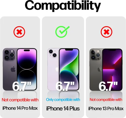 Vista 4 de Power Theory Protector de pantalla diseñado para iPhone 14 Plus, con protectores de lente y funda transparente compatible con Magsafe [dureza 9H]