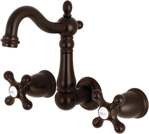 Vista 7 de Kingston Brass KS1223AX - Grifo de baño de montaje en pared central de 8 pulgadas, latón antiguo