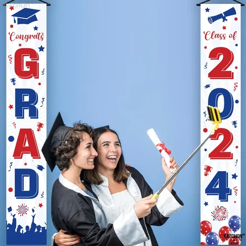 Vista 5 de KatchOn, Cartel de graduación de felicitaciones rojas y azules – 72 x 12 pulgadas, NO DIY, pancarta de puerta de graduación, decoraciones de puerta