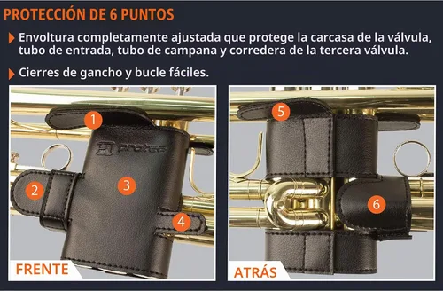 Vista 3 de Pro Tec L226SP - Protector de válvula de cuero de 6 puntos para trompeta