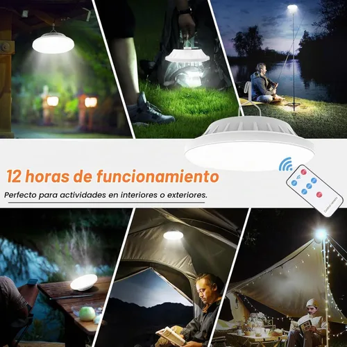 Vista 3 de Faroles solares para campamento, luz remota para tienda de campaña, 4000 lúmenes, luz LED portátil para camping, impermeable, recargable por USB