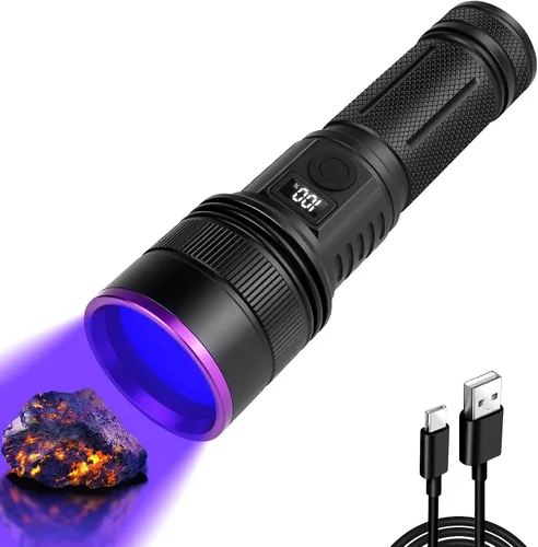 Luces negras recargables de 365nm con linterna de luz UV de lente de filtro de WINDFIRE