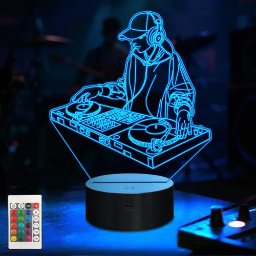 Vista 10 de CoolGift Mart Luz Nocturna de Guitarra Bajo, Lámpara LED 3D de Ilusión Óptica con Control Remoto y Temporizador, Regalos para Jugadores de Guitarra