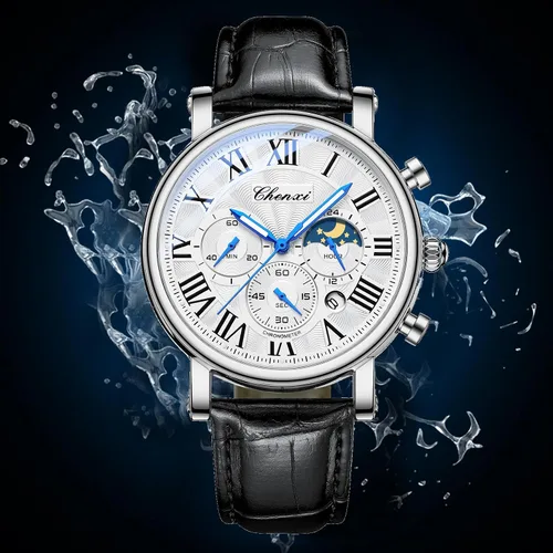 Vista 4 de FANMIS Reloj analógico deportivo militar multifuncional clásico para hombre, vestido de negocios, impermeable, cronógrafo luminoso, cielo
