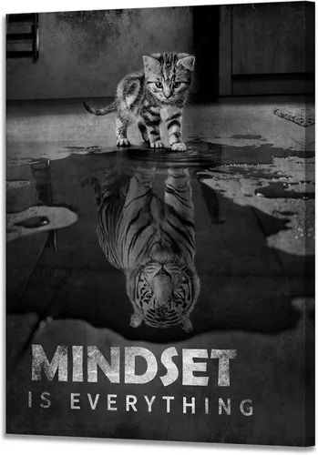 Vista 8 de Lienzo impreso de cabeza de león, arte de pared inspirador, póster de animales en blanco y negro, imagen motivacional con cita motivacional