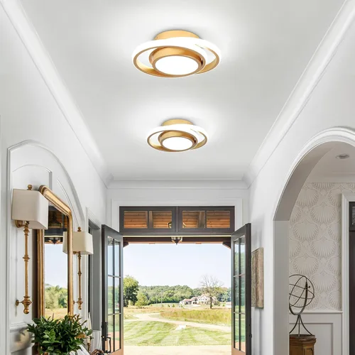 Vista 2 de CANEOE Lámpara de Techo LED Pequeña y Moderna, Dorada Redonda, Accesorios de Luz de Pasillo para Techos, Lámparas de Techo Interiores para Pasillo