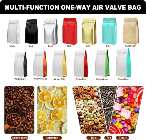 Vista 7 de Bolsas de café con válvula (60 piezas, 4 onzas, 0.25 libras) Bolsas de embalaje de granos de café ventiladas con alta barrera de papel de aluminio