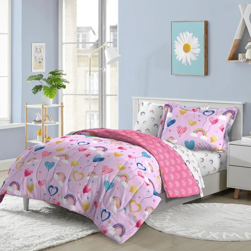 Vista 42 de Dream Factory Dinosaur Blocks - Juego de edredón de microfibra ultrasuave para niños, color azul, tamaño individual Bloques de dinosaurios azules