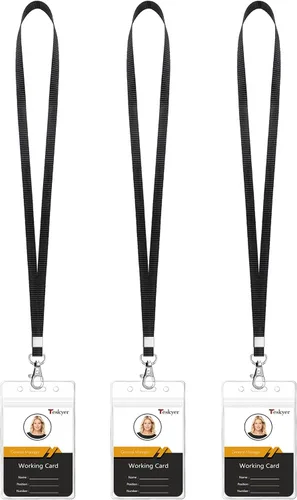 Vista 11 de Teskyer Paquete de 3 cordones retráctiles para tarjetas de identificación, soporte grueso de plástico transparente para tarjetas de identificación