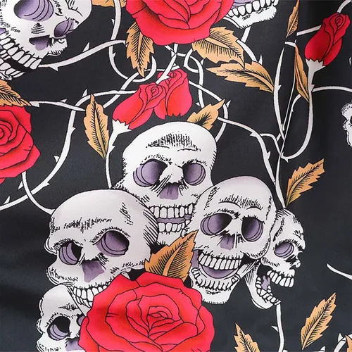 Vista 6 de Vestido de Halloween para mujer, casual, con cuello en V, con cremallera, manga larga, con panel